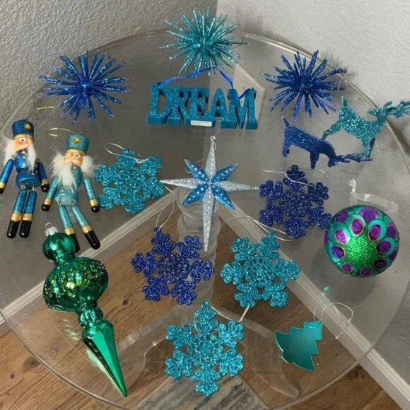 Blue and Green Christmas Ornaments Set - Picture 1 of 1